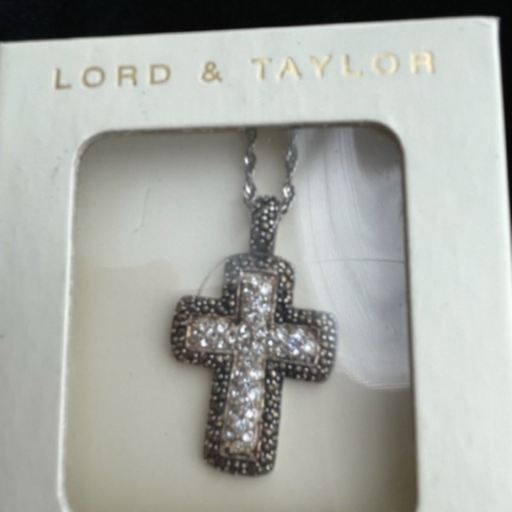 Lord & Taylor Sterling Silver Cross With Necklace